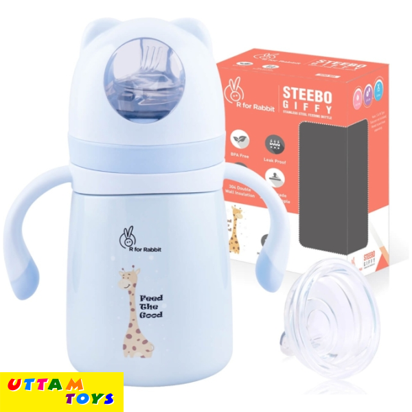 R For Rabbit Steebo Giffy SS Baby Spout Sipper 300 ML (Blue)