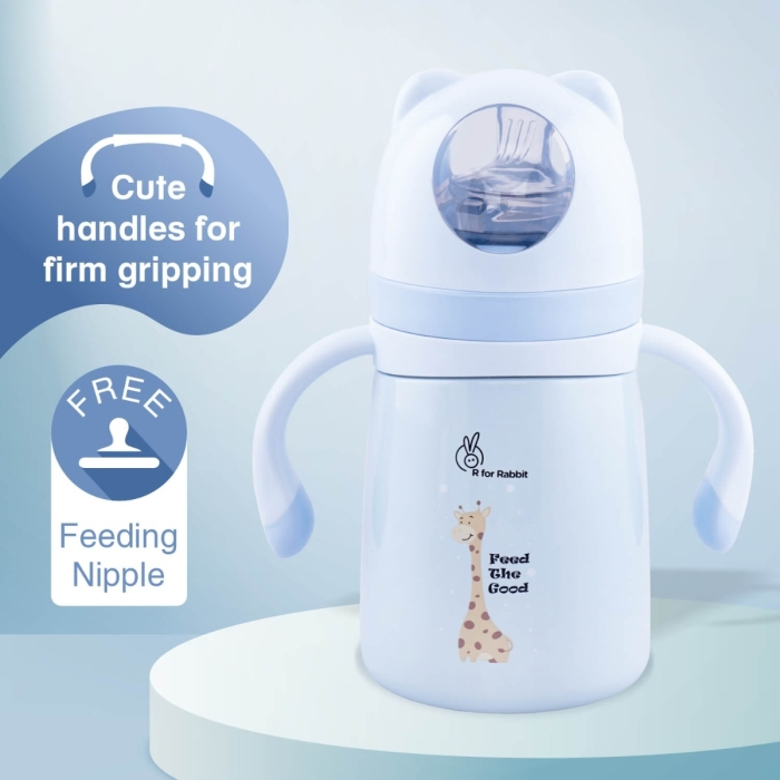 R For Rabbit Steebo Giffy SS Baby Spout Sipper 300 ML (Blue)