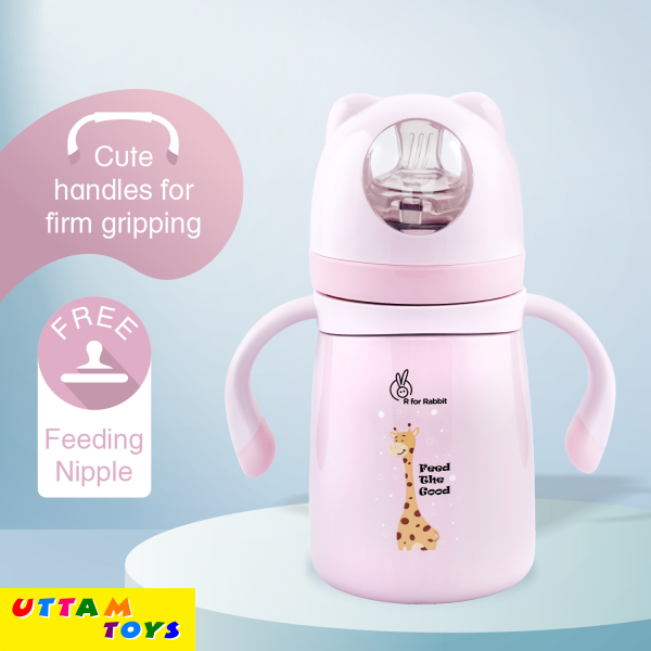 R For Rabbit Steebo Giffy SS Baby Spout Sipper 300 ML (Pink)