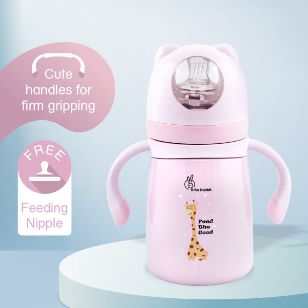 R For Rabbit Steebo Giffy SS Baby Spout Sipper 300 ML (Pink)