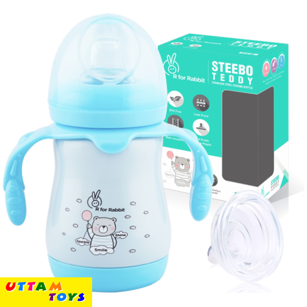 R For Rabbit Steebo Teddy SS Baby Spout Sipper 210 ML (Blue)