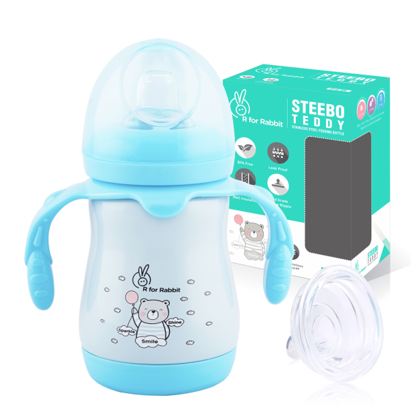 R For Rabbit Steebo Teddy SS Baby Spout Sipper 210 ML (Blue)