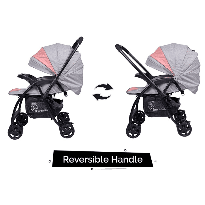 R For Rabbit Sugar Pop Baby Stroller - 3 Position Seat Recline, Easy One Hand Fold, Reversible Handle, UV Resistant Sun Conopy