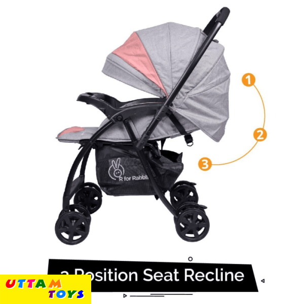 R For Rabbit Sugar Pop Baby Stroller - 3 Position Seat Recline, Easy One Hand Fold, Reversible Handle, UV Resistant Sun Conopy