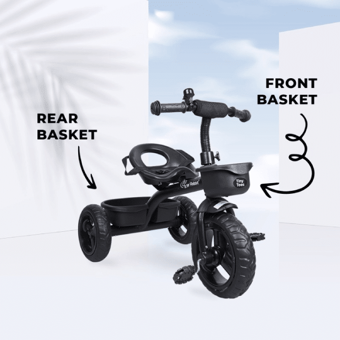 R For Rabbit Tiny Toes T10 Ace Tricycle - Front & Back Basket, Seat Belt