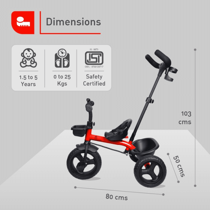 R For Rabbit Tiny Toes T20 Ace Tricycle - 2 in 1, EVA Wheels, Adjustable Parental Control, Cup Holder