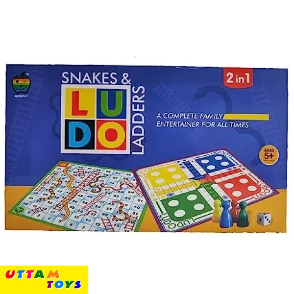 Applefun 2 in 1 Ludo Plus Snakes and Ladders, Multi Color