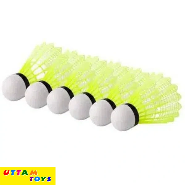 Play Bird Shuttlecocks Training Ball Indoor Outdoor Badminton(Tube of 6 Pc) Nylon Shuttle - Green (Medium Slow, 76, Pack of 6)