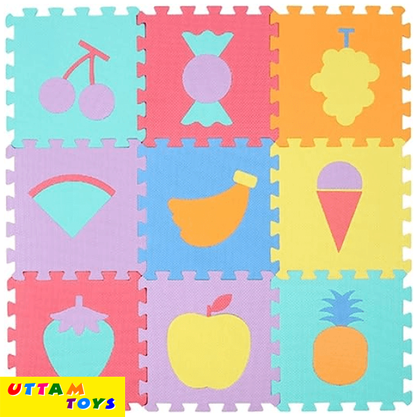 Eva Fruit Puzzles Play Mat 10-Tile Eva Foam Multi-Color Kids Floor (1 Pieces)