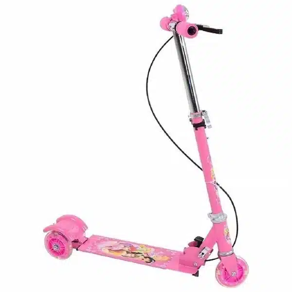 3 Wheel Foldable Scooter Cycle With Height Adjustment And Led Light On Wheel - Pink