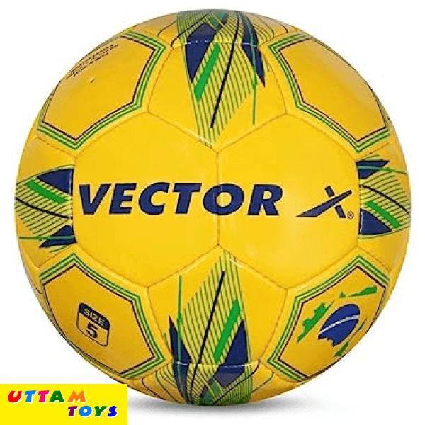 Vector X Brazil Hand Stitched Football | Sports| Match | Training | Practice| Professional Soccer Football | Size-5 | Yellow Color |