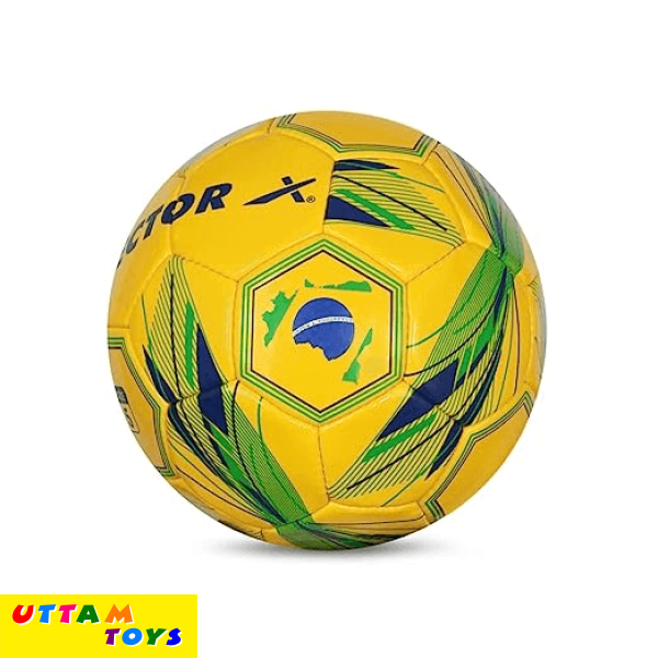 Vector X Brazil Hand Stitched Football | Sports| Match | Training | Practice| Professional Soccer Football | Size-5 | Yellow Color |