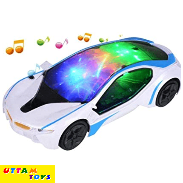 Funny Toys Battery Operated Light & Sound Car Sports Car Bump & Go Car 3D Light Musical Racing Car