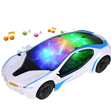 Funny Toys Battery Operated Light & Sound Car Sports Car Bump & Go Car 3D Light Musical Racing Car