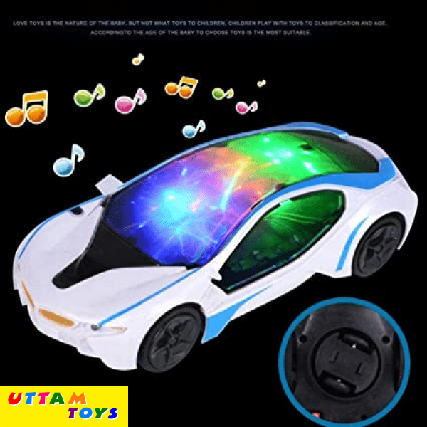 Funny Toys Battery Operated Light & Sound Car Sports Car Bump & Go Car 3D Light Musical Racing Car