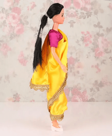 Funskool My Mia Doll with Black Hair in Traditional Yellow Indian Sari - Height 29.5 cm