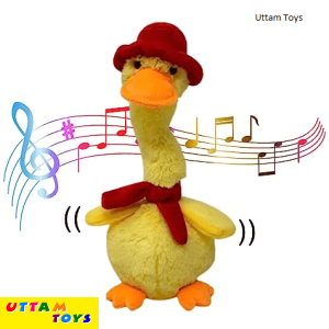 FunZoo Toy Talking Doll & Duck Baby Toys for Kids Dancing Doll Toys Can Sing Wriggle & Singing Recording Repeat What You Say Funny Education Toys for Children Playing (Dancing Duck (30 CM), Yellow