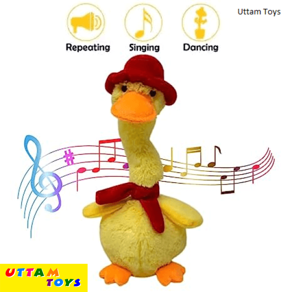 FunZoo Toy Talking Doll & Duck Baby Toys for Kids Dancing Doll Toys Can Sing Wriggle & Singing Recording Repeat What You Say Funny Education Toys for Children Playing (Dancing Duck (30 CM), Yellow