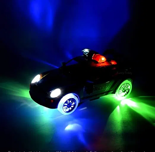 Police car toy with cheap flashing lights