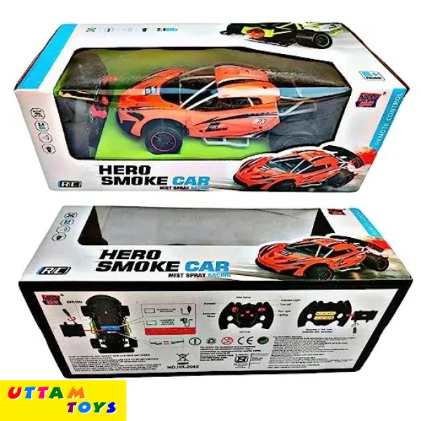 Happy Kids Hero Smoke Spray Racing Runner Car Toys 2.4 GHz with LED Light and Sound Electric Toy for Kids