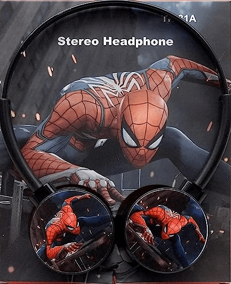 Spider Man 3.5Mm Jack Bass Booster Foldable Adjustable Wired On Ear Headphones