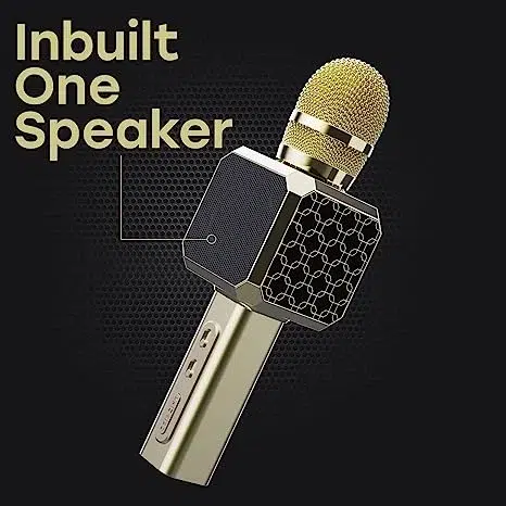 Landmark Bt58 Handheld Wireless Singing Mic Multi-Function Bluetooth Karaoke Microphone with Inbuilt Bluetooth Speaker, Re