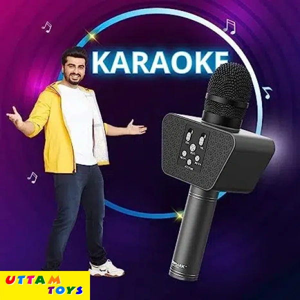 Landmark BT55 Handheld Wireless Singing Mic Multi-Function Bluetooth Karaoke Microphone with Inbuilt Bluetooth Speaker, Recorder for Smart Phones, Laptop, Tablet - Black