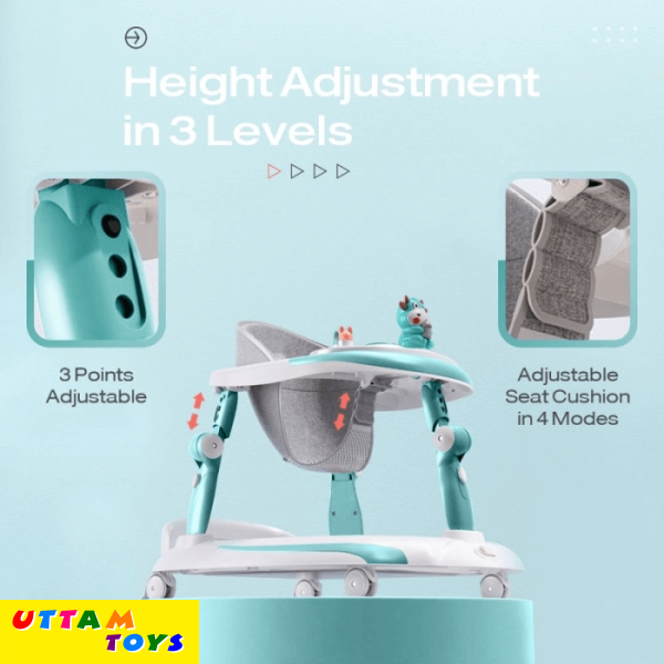 R For Rabbit Little Feet Plus Walker - Detachable Toy Bar/Meal Tray With Music & Light, 3 Level Height/4 Level Seat Adjustment