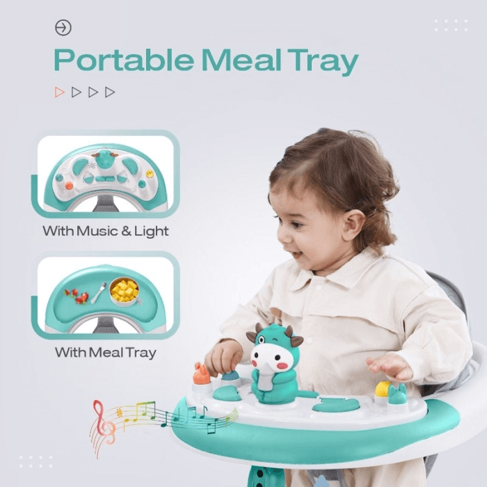 R For Rabbit Little Feet Plus Walker - Detachable Toy Bar/Meal Tray With Music & Light, 3 Level Height/4 Level Seat Adjustment