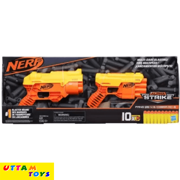 Nerf Alpha Strike Fang QS-6 and Cobra RC-6 Blasters ,10 Official Elite Darts Darts & Plastic Bullets