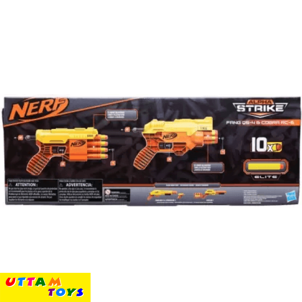 Nerf Alpha Strike Fang QS-6 and Cobra RC-6 Blasters ,10 Official Elite Darts Darts & Plastic Bullets