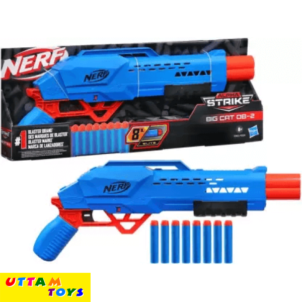 Nerf Alpha Strike Big Cat DB-2 Blaster, Fires 2 Darts in a Row, Incl. 8 Darts, for 8+ Guns & Darts