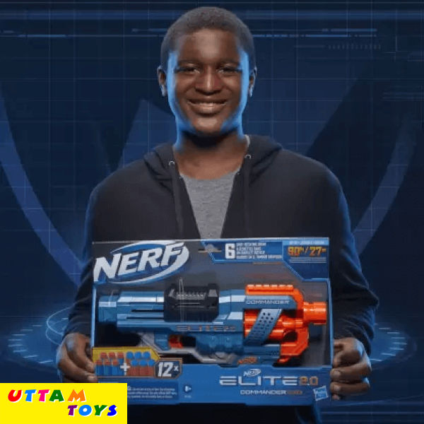 Nerf Elite 2.0 Commander RD-6 Dart Toy Blaster,6-Dart Rotating Drum,Incl. 12 Darts Guns & Darts