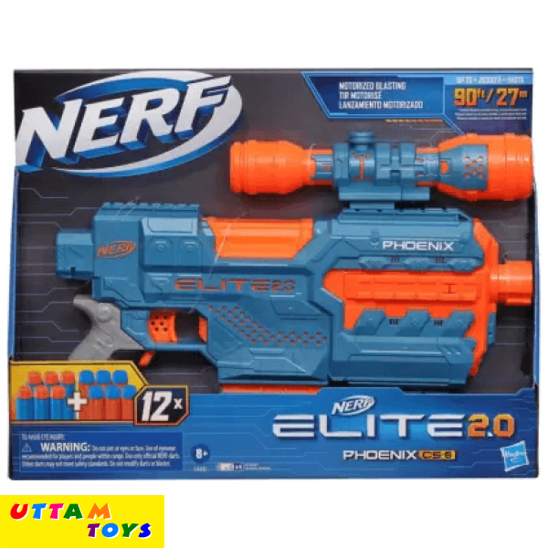 Nerf Elite 2.0 Phoenix CS-6 Motorized Blaster,6-Dart Clip,Scope,Incl. 12 Darts,for 8+ Guns & Darts