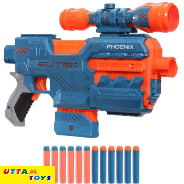 Nerf Elite 2.0 Phoenix CS-6 Motorized Blaster,6-Dart Clip,Scope,Incl. 12 Darts,for 8+ Guns & Darts