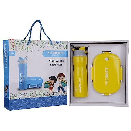 Probott You and Me Comby Set of 2, 1 Water Bottle 750ml, 1 Lunch Box 710ml, Combo Gift Set with Carry Bag