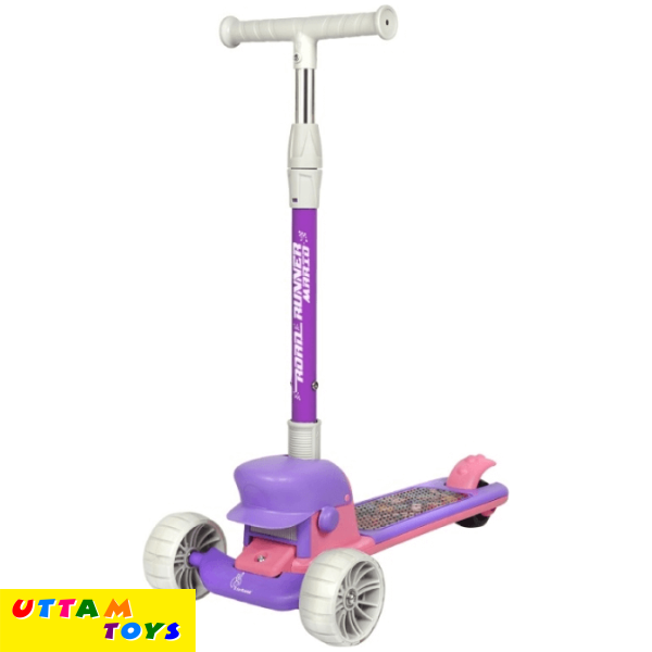 R For Rabbit Road Runner Mario Scooter - PU LED Wheels, 4 Level Height Adjustment, Anti Slip Deck (Purple Pink)