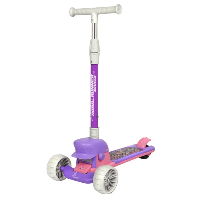 R For Rabbit Road Runner Mario Scooter - PU LED Wheels, 4 Level Height Adjustment, Anti Slip Deck (Purple Pink)