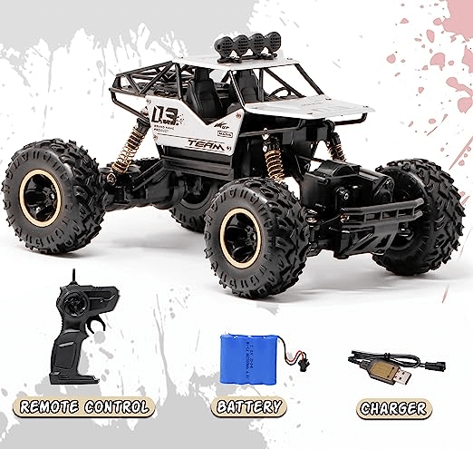 Uttam Toys Rock Crawler Metal Alloy 4 Wheel Remote Control Car 1:16 Scale 4WD Climbing Racing RC Car Monster Truck Toys