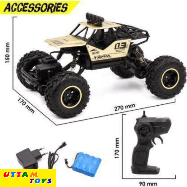 Uttam Toys Rock Crawler Metal Alloy 4 Wheel Remote Control Car 1:16 Scale 4WD Climbing Racing RC Car Monster Truck Toys