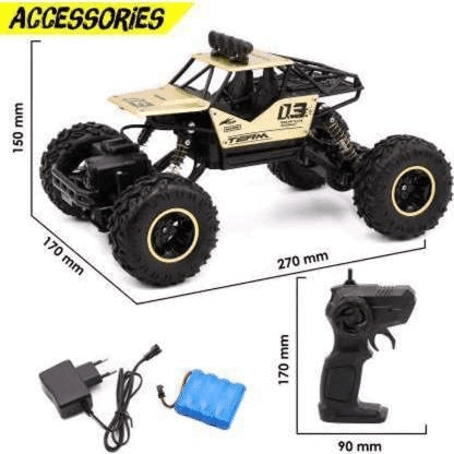 Uttam Toys Rock Crawler Metal Alloy 4 Wheel Remote Control Car 1:16 Scale 4WD Climbing Racing RC Car Monster Truck Toys