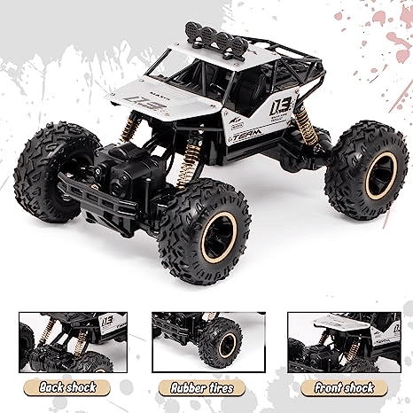 Uttam Toys Rock Crawler Metal Alloy 4 Wheel Remote Control Car 1:16 Scale 4WD Climbing Racing RC Car Monster Truck Toys