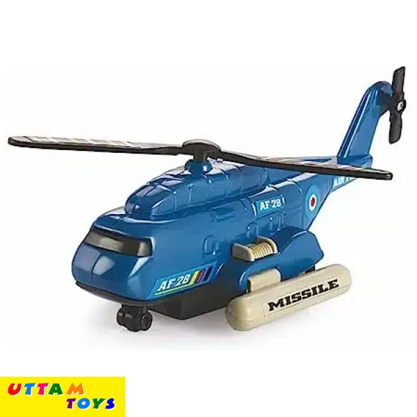 Shinsei I.A.F. Helicopter Pull Back Toy- Blue