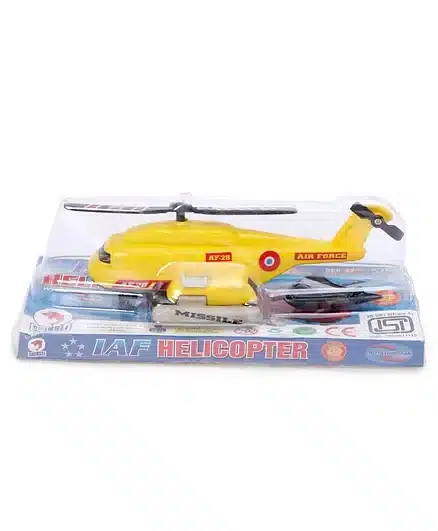 Shinsei I.A.F. Helicopter Pull Back Toy- Yellow