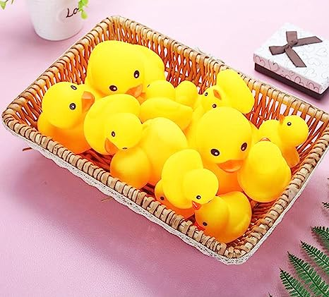 Rubber Ducks Squeak & Float Ducky Baby Shower Pool Toy for Toddlers -12 Pcs Yellow