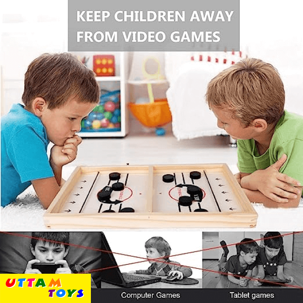 Uttam Toys String Hockey Table Board Game | Fast Sling Puck Board Game for Kids and Adults