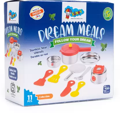 Sunny Dream Meals A perfect 2 in 1 steel & plastic kitchen set