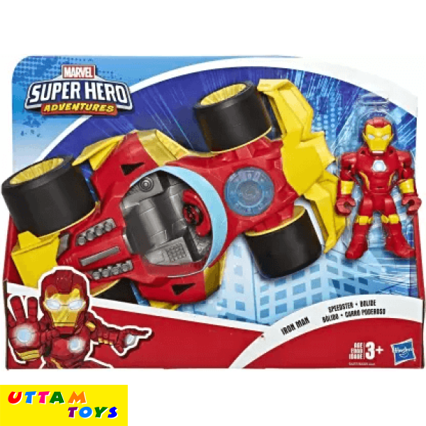 Super Hero Adventures Playskool Heroes Marvel Iron Man Speedster, 5-Inch Figure and Vehicle Set, Collectible Toys