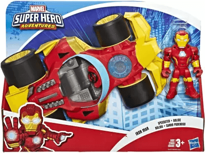 Super Hero Adventures Playskool Heroes Marvel Iron Man Speedster, 5-Inch Figure and Vehicle Set, Collectible Toys