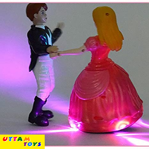 Dancing Couple Angel Doll and Prince Tango Dance with Light and Music - 360 Degree Rotation